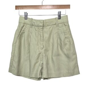Aritzia Wilfred Light Tan Linen Blend Pleated Shorts Women's Size 0
